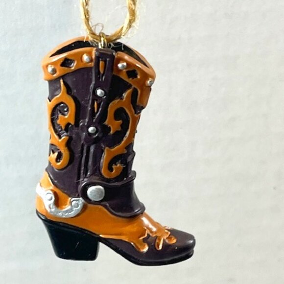 Western Cowboy/Cowgirl Boot Christmas Tree Hanging Ornament 2" Tall - Picture 1 of 10